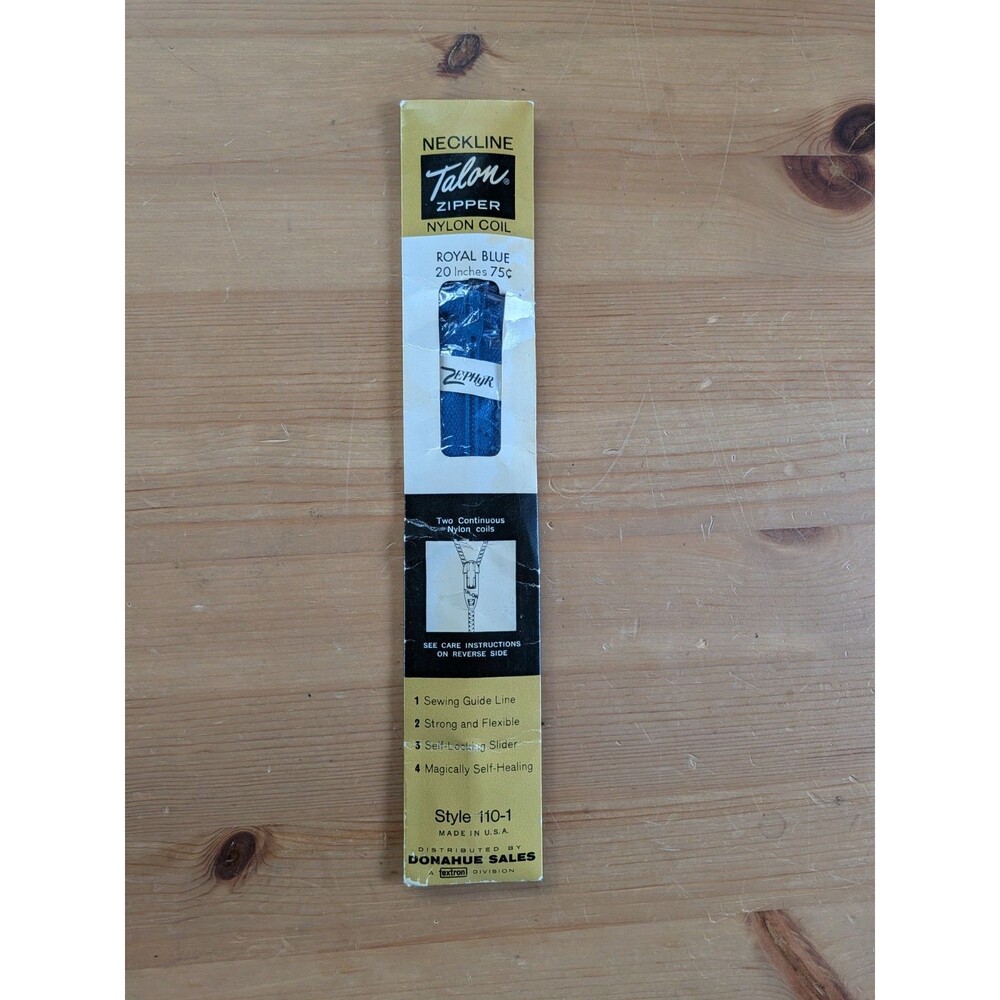 VIntage Talon Zipper NOS NIP Neckline Royal Blue Nylon Coil Royal Blue 20 Inches